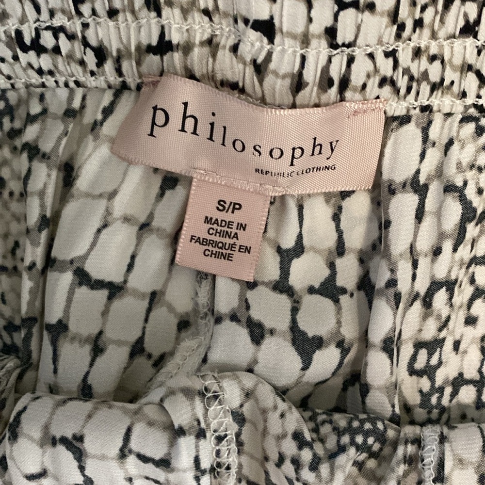🔶Philosophy Wide Leg Elastic Waist Pants Size S Black & White - Picture 3 of 4
